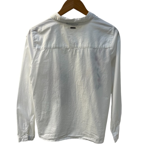 Tintoretto Anthropologie Floral Embroidered Button Down Cotton Blouse Size 42 - Picture 2 of 9